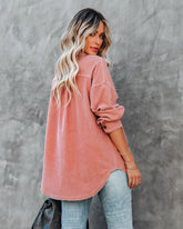 Carrara Cotton Blend Pocketed Shacket - Dry Rose